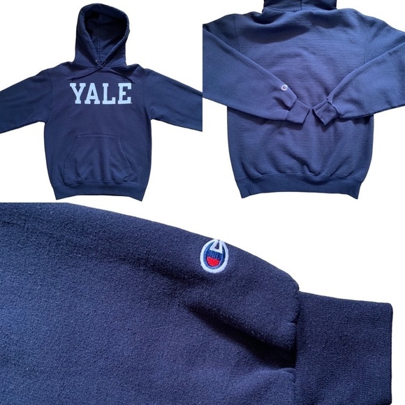 Vintage Yale University Champion Reverse Weave Navy Hoodie Sweatshirt Size Sm. - Picture 1 of 14